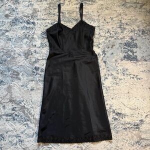 Y2K Barbizon Ariel Taffreda Vintage Full Slip Dress Black Zippered 1950s Sz 9